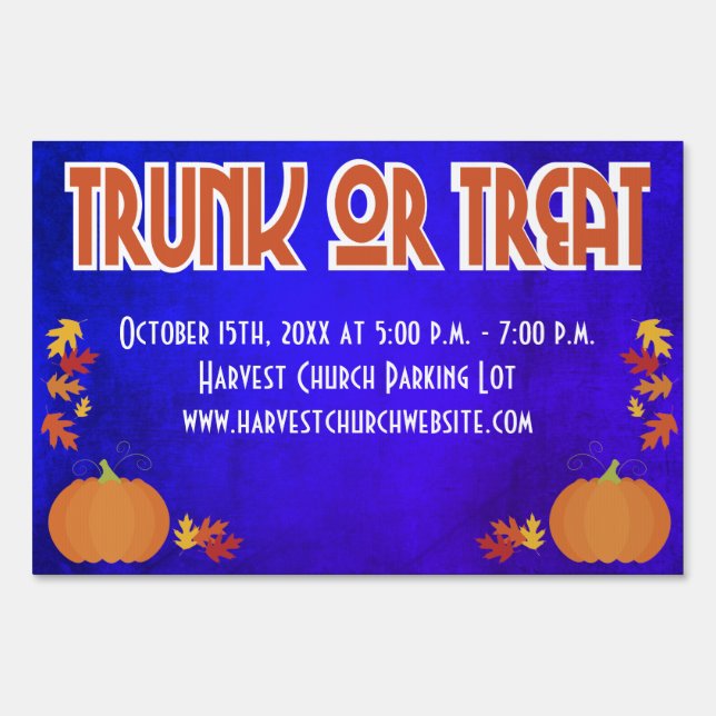 Harvest Pumpkin Trunk or Treat  Sign (Front)
