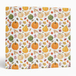 Harvest Pumpkins and Autumn Leaves Pattern 3 Ring Binder