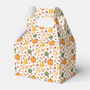 Harvest Pumpkins and Autumn Leaves Pattern Favor Boxes