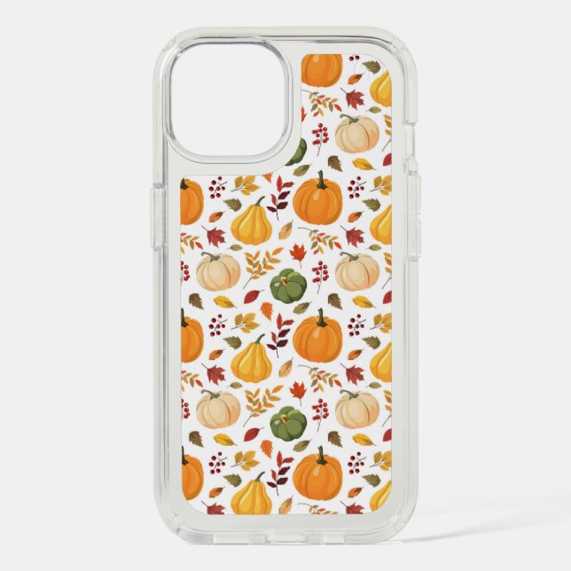 Harvest Pumpkins and Autumn Leaves Pattern Speck iPhone Case (Front)