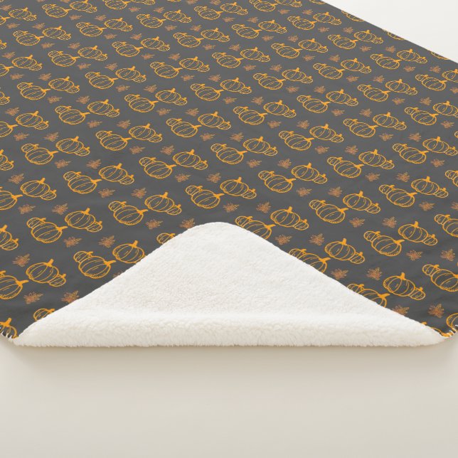 Harvest Pumpkins and Leaves Sherpa Blanket (3/4)