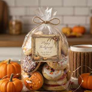 Harvest Pumpkins Apples Wheat Wreath Thanksgiving Square Sticker