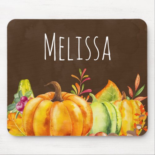Harvest Pumpkins Leaves and Foliage Mouse Pad