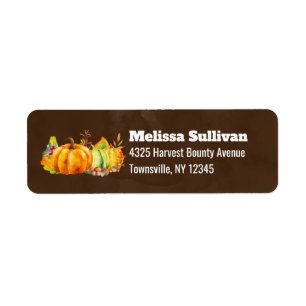 Harvest Pumpkins, Leaves and Vegetables Label