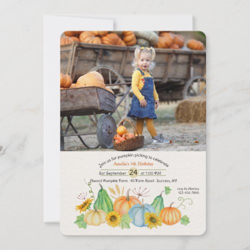 Harvest Pumpkins Photo Invitation