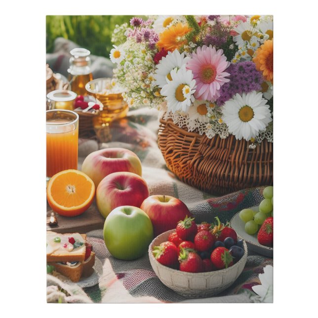 Harvest Refresh: Fruits and Juices Faux Canvas Print (Front)