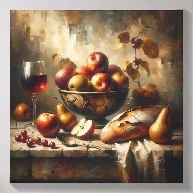 “Harvest Reverie” – Classical Still Life Canvas Photo Tile (Front Set)