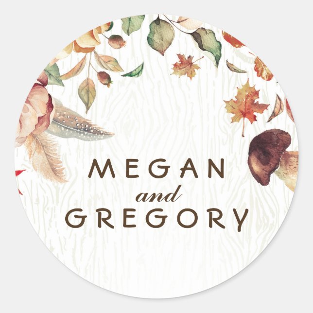 Harvest Rustic Fall Wedding Classic Round Sticker (Front)