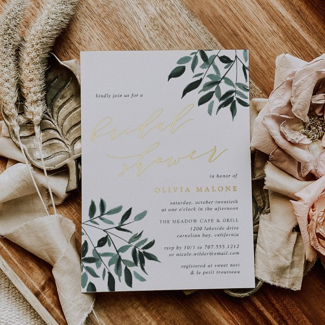 Harvest Sage Bridal Shower Foil Invitation (Creator Uploaded)