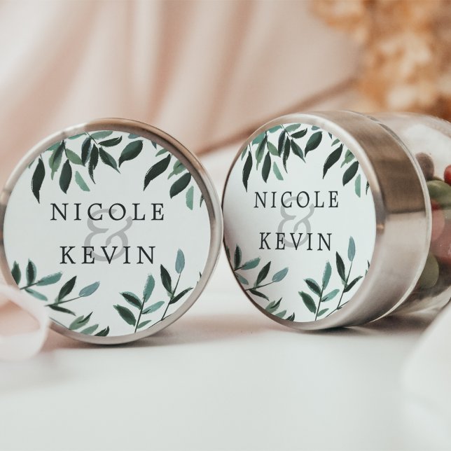 Harvest Sage | Watercolor Foliage Wedding Classic Round Sticker (Creator Uploaded)