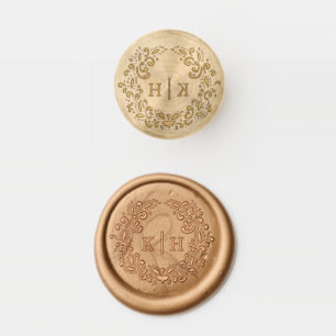 Harvest stylized wreath couples monogram wedding  wax seal stamp