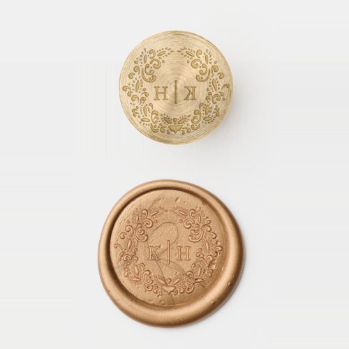 Harvest stylized wreath couples monogram wedding  wax seal stamp