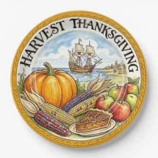 "Harvest Thanksgiving" Mayflower CeramPaper Plate