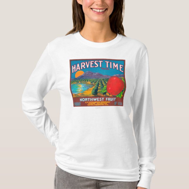 Harvest Time Apple Label - Yakima, WA T-Shirt (Front)