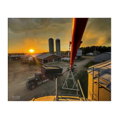 Harvest Time at Sunset on Alberta Farm Acrylic Print