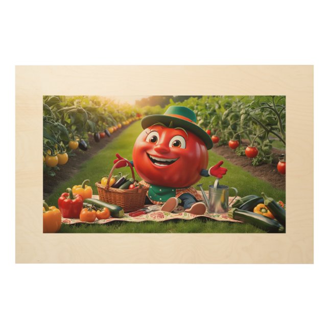 Harvest Time in the Vegetable Garden Wood Wall Art (Front)