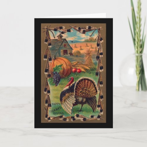 Harvest Tom and Farm Vintage Thanksgiving Holiday Card