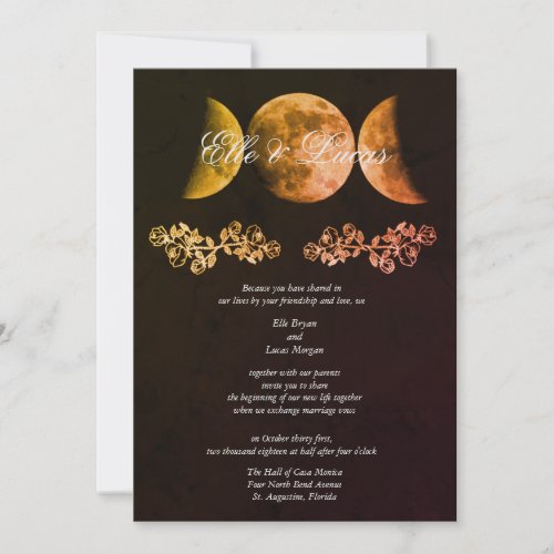 Harvest Triple Moon Wedding Invitation