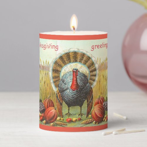 Harvest Turkey Pillar Candle