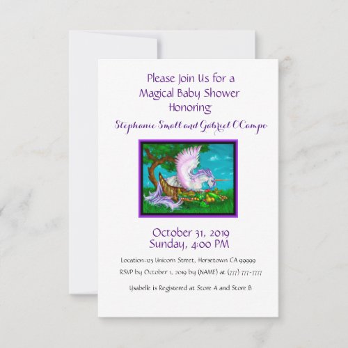 Harvest Unicorn Baby Personalized Rainbow Custom Invitation