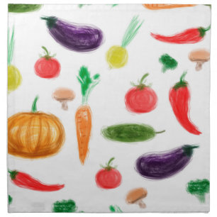 Harvest vegetables tomato pepper carrot mushroom c cloth napkin