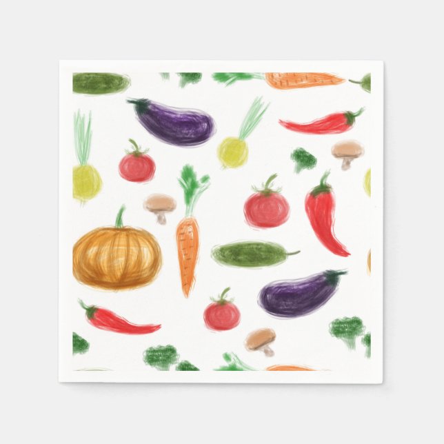 Harvest vegetables tomato pepper carrot mushroom c napkins (Front)