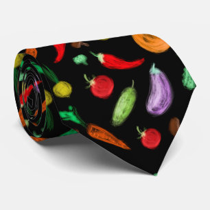 Harvest vegetables tomato pepper carrot mushroom c neck tie