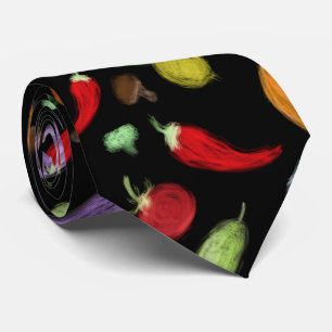 Harvest vegetables tomato pepper carrot mushroom c neck tie