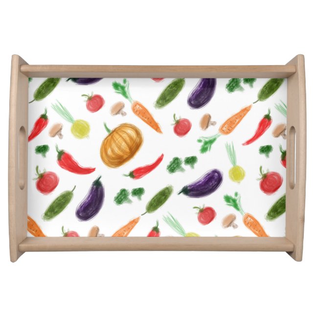 Harvest vegetables tomato pepper carrot mushroom c serving tray (Front)