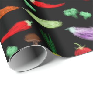 Harvest vegetables tomato pepper carrot mushroom c wrapping paper