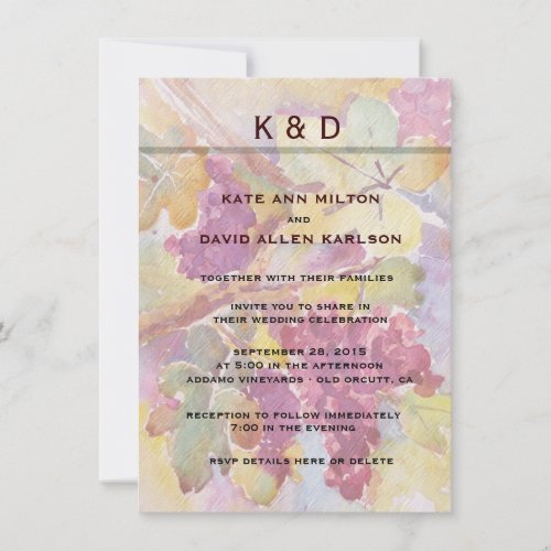 HARVEST Vineyard Winery Wedding or Event Invitation