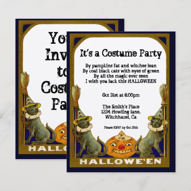 Harvest Vintage Halloween Invitation (Front/Back)