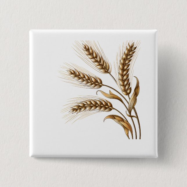 Harvest Wheat Ears Button – Rustic Farm Charm (Front)