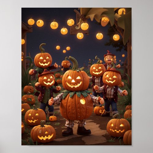 Harvesting Halloween Pumpkin Poster Poster