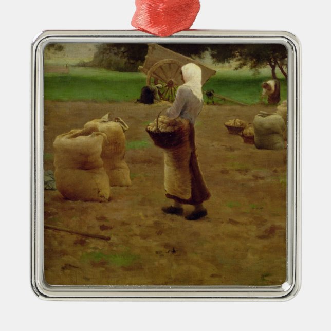 Harvesting Potatoes Metal Ornament (Front)