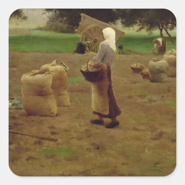 Harvesting Potatoes Square Sticker (Front)