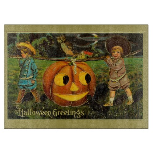 Harvesting Pumpkin for Halloween Jack_o_Lantern Cutting Board