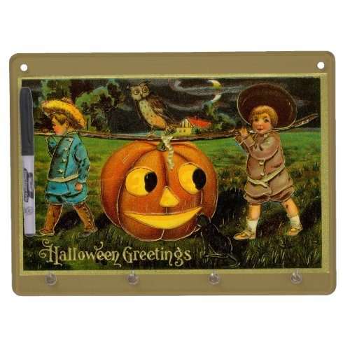 Harvesting Pumpkin for Halloween Jack_o_Lantern Dry Erase Board With Keychain Holder