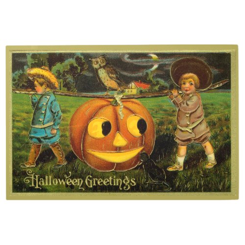 Harvesting Pumpkin for Halloween Jack_o_Lantern Metal Print