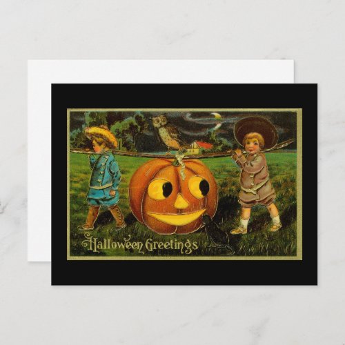Harvesting Pumpkin for Halloween Jack_o_Lantern Postcard