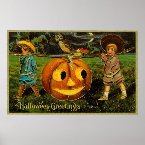 Harvesting Pumpkin for Halloween Jack_o_Lantern Poster