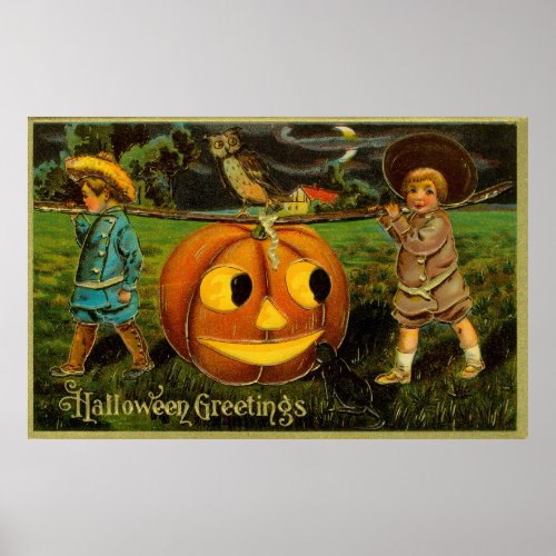 Harvesting Pumpkin for Halloween Jack_o_Lantern Poster