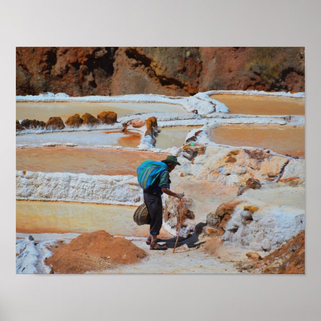 Harvesting Salt in Maras, Peru Poster (Front)