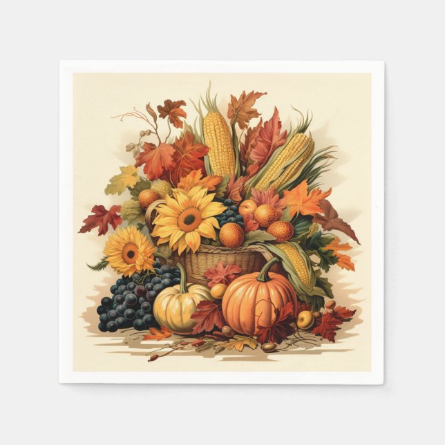 Harvest's Blessing: Bountiful Feast Napkins (Front)