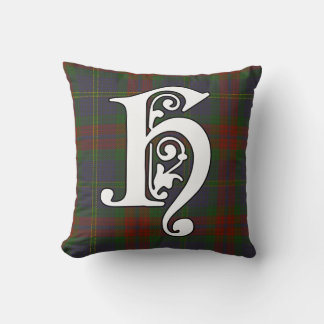 Harvey Clan Tartan Monogram Throw Pillow