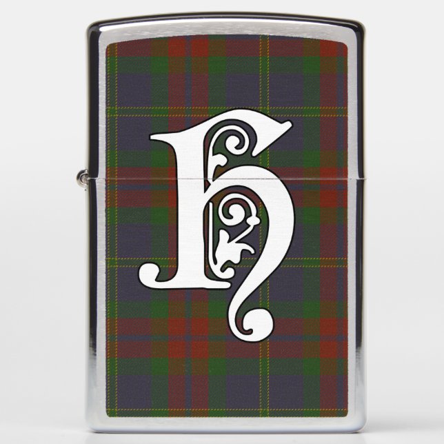Harvey Clan Tartan Monogram Zippo Lighter (Front)