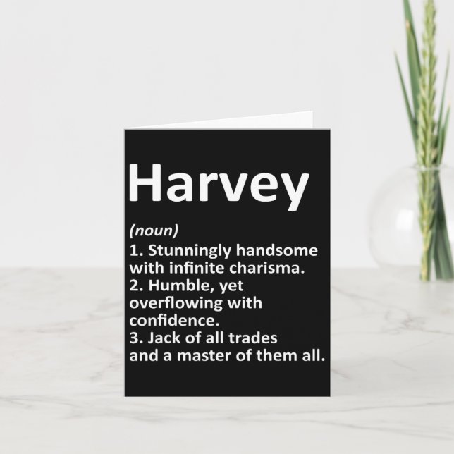 Harvey Definition Personalized Name Funny Birthday Card (Front)