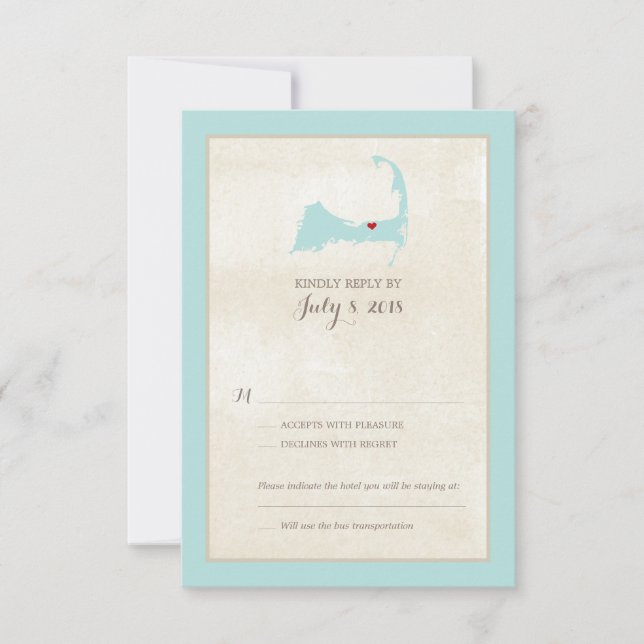 Harwich Cape Cod Map | Wedding RSVP menu (Front)