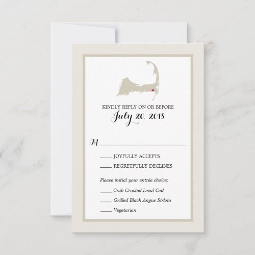 Harwich Cape Cod Map  Wedding RSVP menu