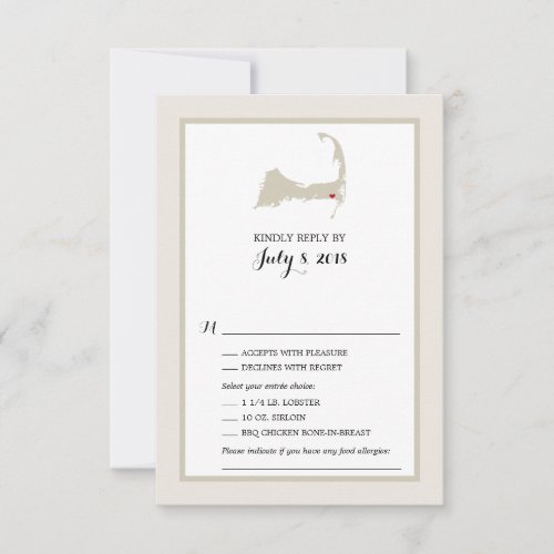 Harwich Cape Cod Map  Wedding RSVP menu